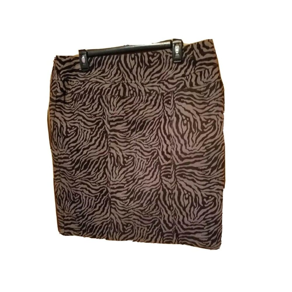 Robert Louis Womens Skirt Tan Brown Animal Print Size 14 Stretch Slit